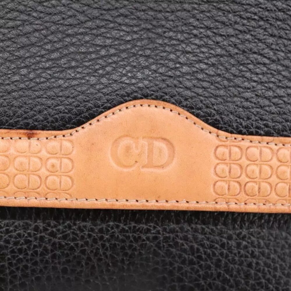 Christian Dior Pouch Leather Black Gold Auth - Picture 8 of 15